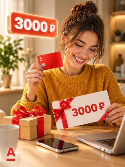 Кредитная карта с сертификатом номиналом 3000 руб. на выбор